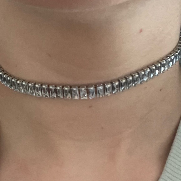 Silver Crystal Choker Necklace - Picture 3 of 3